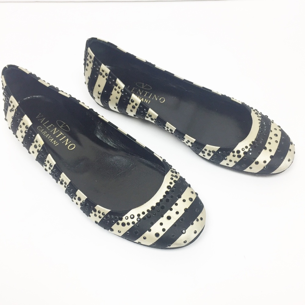 Valentino Garavani | Crystal Stripe Ballet Flats
